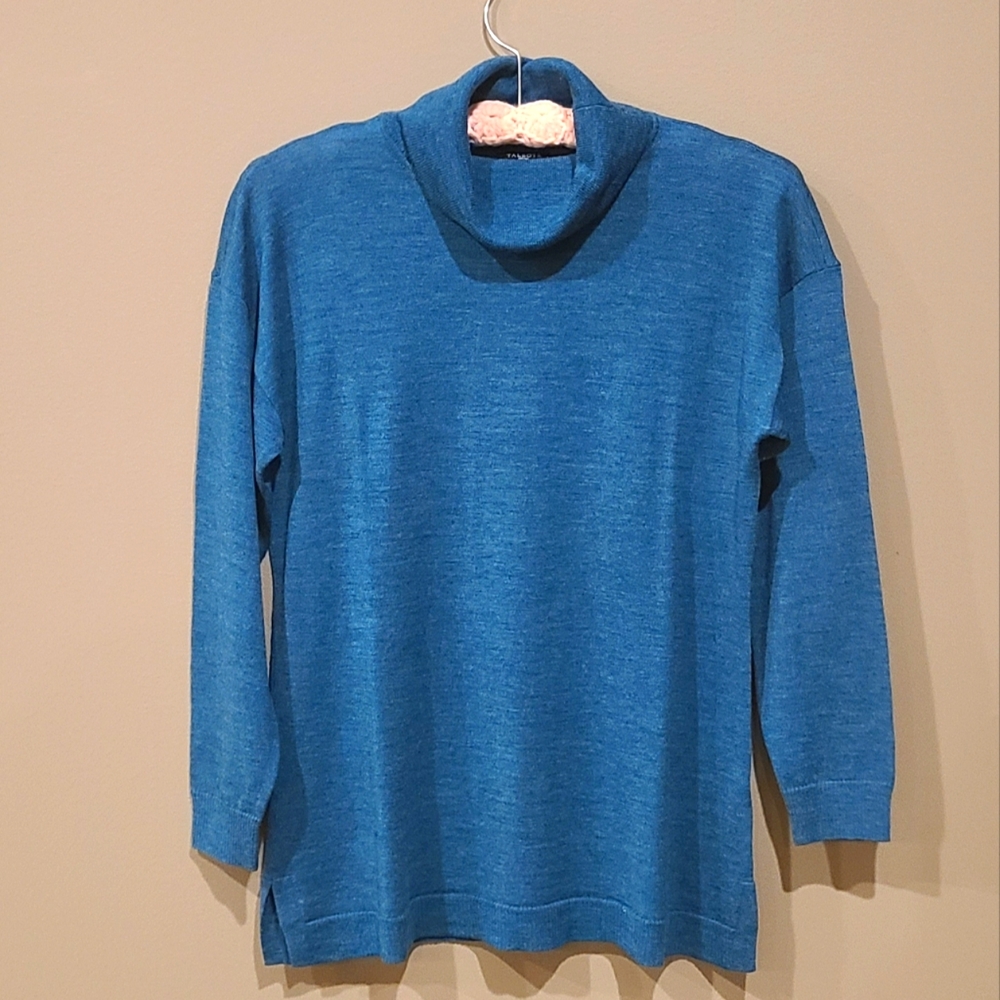Blue Talbots Cowl Neck Merino Sweater
